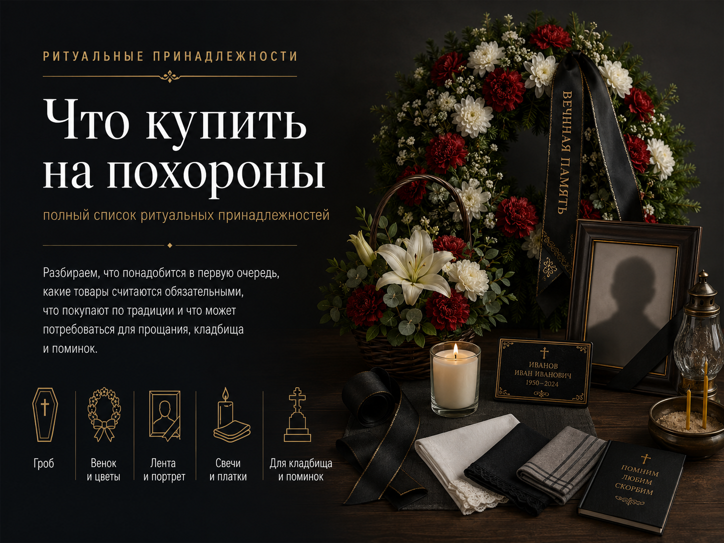 Что купить на похороны: полный список ритуальных принадлежностей