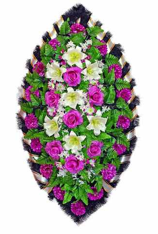 Венок из искусственных цветов розы, лилии