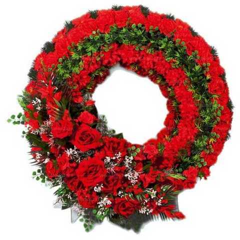 Венок из искусственных цветов хризантемы, розы, гвоздики
