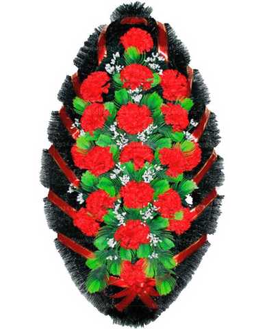 Венок из искусственных красных гвоздик
