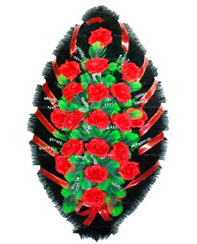 Венок из искусственных красных роз