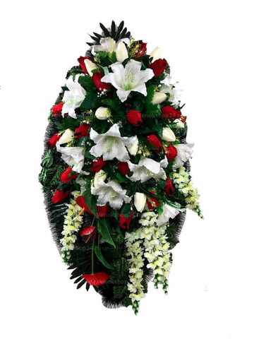 Венок из искусственных цветов розы, антуриум, лилии