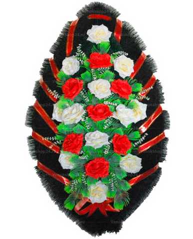 Венок из искусственных белых и красных роз