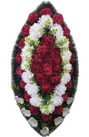 Венок из искусственных цветов хризантемы, гвоздики, лилии