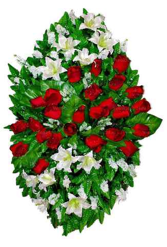 Венок из искусственных цветов розы, лилии