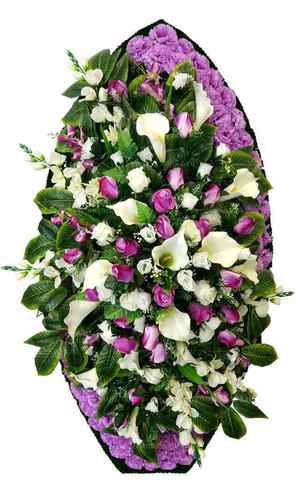 Венок из искусственных цветов розы, гвоздики, гладиолусы, каллы