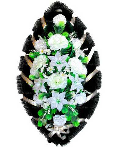 Венок из искусственных цветов розы, гвоздики, лилии