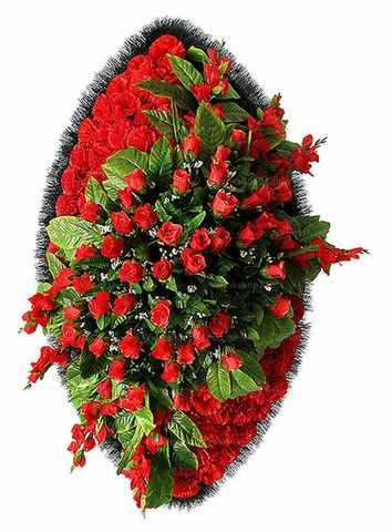 Венок из искусственных цветов розы, гвоздики, гладиолусы