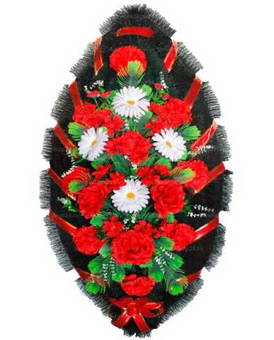 Венок из искусственных цветов розы, гвоздики, ромашки