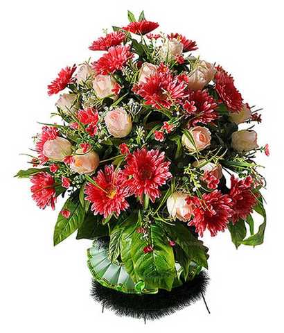 Корзина из искусственных цветов розы, хризантемы