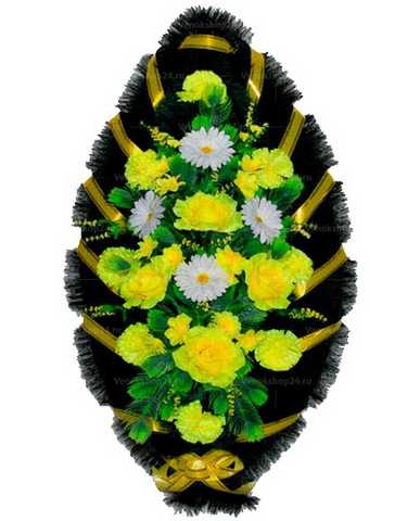 Венок из искусственных цветов розы, гвоздики, ромашки