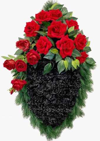 Венок из искусственных цветов красные розы и гвоздики