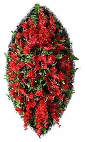 Венок из искусственных цветов розы, лилии, дельфиниум, гиперкиум