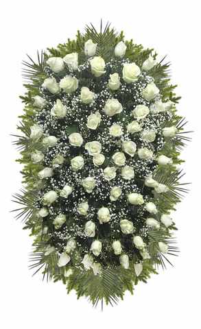 Венок из живых белых роз