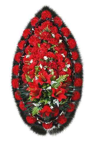 Венок из искусственных цветов гвоздики, лилии