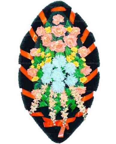 Венок из искусственных цветов розы, хризантемы, дельфиниум