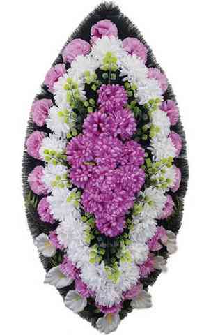 Венок из искусственных цветов хризантемы, гвоздики, лилии