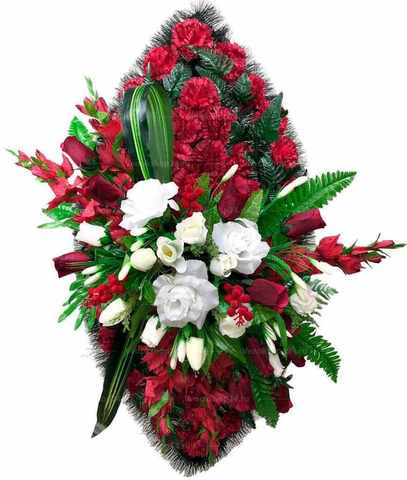 Венок из искусственных цветов розы, гвоздики