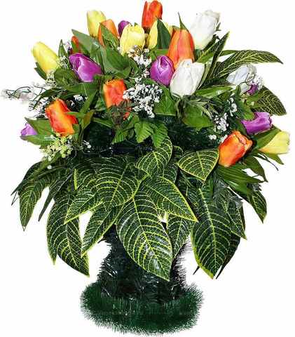 Корзина из искусственных тюльпанов