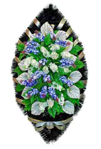 Венок из искусственных цветов сирень, дельфиниум, каллы