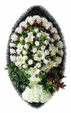 Венок из искусственных цветов розы, хризантемы, лилии