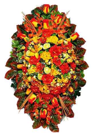 Венок из искусственных цветов розы, хризантемы