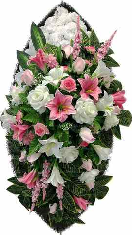 Венок из искусственных цветов лилии, тюльпаны, розы