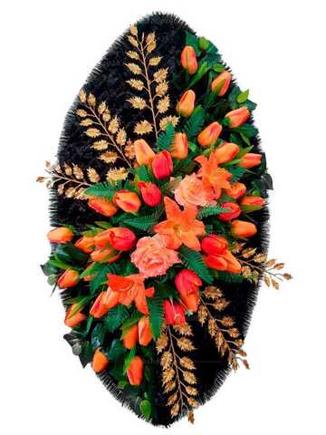 Венок из искусственных цветов лилии, тюльпаны, розы