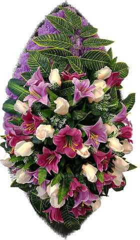 Венок из искусственных цветов гвоздики, розы, лилии