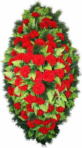 Венок из искусственных красных гвоздик