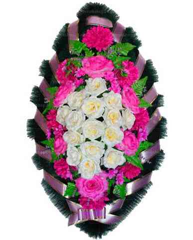 Венок из искусственных цветов розы, хризантемы