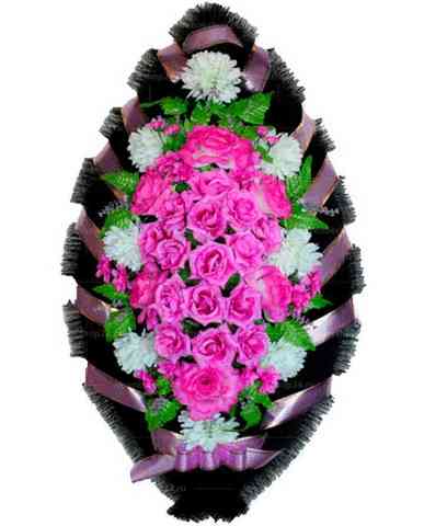 Венок из искусственных цветов розы, хризантемы