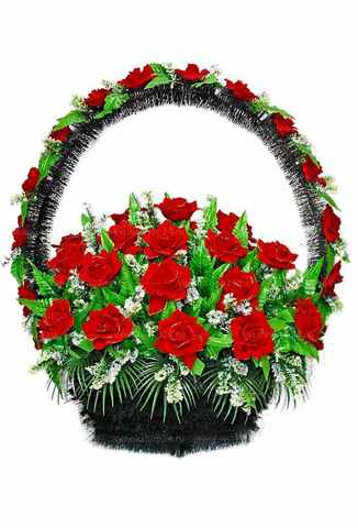Корзина из искусственных красных роз