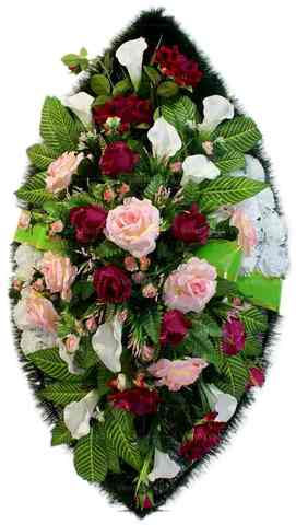 Венок из искусственных цветов розы, гвоздики, каллы