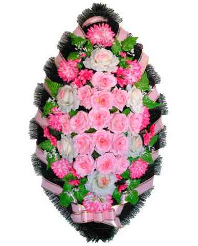 Венок из искусственных цветов розы, хризантемы