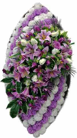 Венок из искусственных цветов розы, гвоздики, лилии