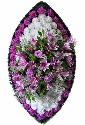 Венок из искусственных цветов розы, гвоздики, лилии