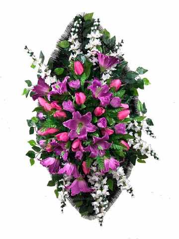 Венок из искусственных цветов розы, лилии