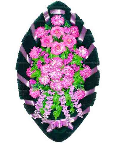 Венок из искусственных цветов розы, хризантемы, дельфиниум