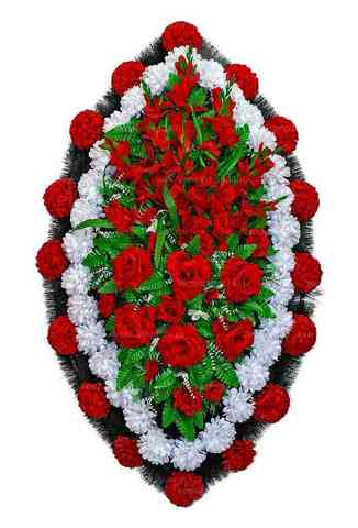 Венок из искусственных цветов розы, гладиолусы, гвоздики