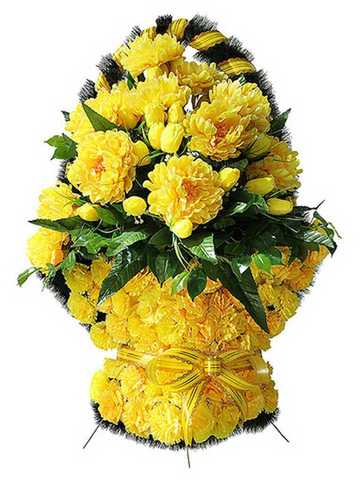 Корзина из искусственных цветов тюльпаны, хризантемы