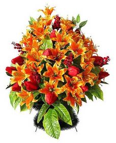 Траурная корзина из искусственных цветов "Ладья Элитная" №11