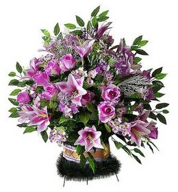 Траурная корзина из искусственных цветов "Ладья Элитная" №13