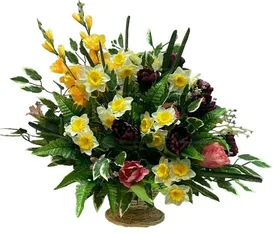 Траурная корзина из искусственных цветов "Лоза пасхальная" № 13