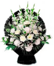 Траурная корзина из искусственных цветов "Элит Ладья большая" №8