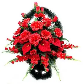 Траурная корзина из искусственных цветов "Ладья Элитная" №6