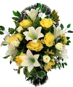 Траурная корзина из искусственных цветов "Элит Ладья большая" №5