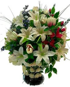 Траурная корзина из искусственных цветов "Ладья Элитная" №13