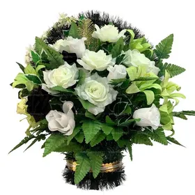 Траурная корзина из искусственных цветов "Ладья Элитная" №17