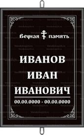 Большая православная табличка на крест 36x25 см черная вертикальная, текст белый
